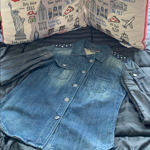 AX STUDDED DENIM TOP